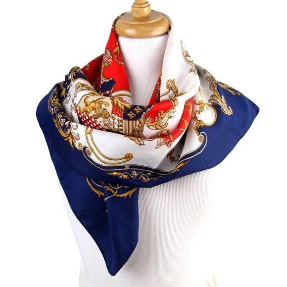 30"x30.5" LAHMY Patricia MULTICOLOR HORSE Equestrian POLYESTER SCARF SHAWL (B46 - Picture 3 of 10